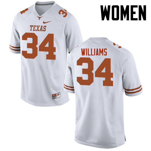 Women #34 Ricky Williams Texas Longhorns College Football Jerseys-White - Click Image to Close